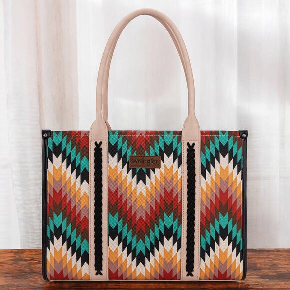 Wrangler Southwestern Pattern Multi-Color Large Canvas Tote *NEW in Package* - Picture 2 of 6